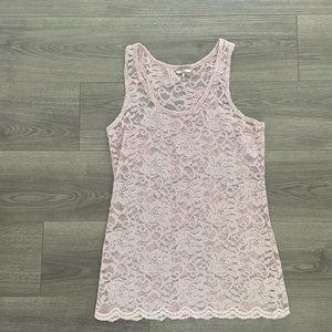 BKE blush pink lace tank, size XL